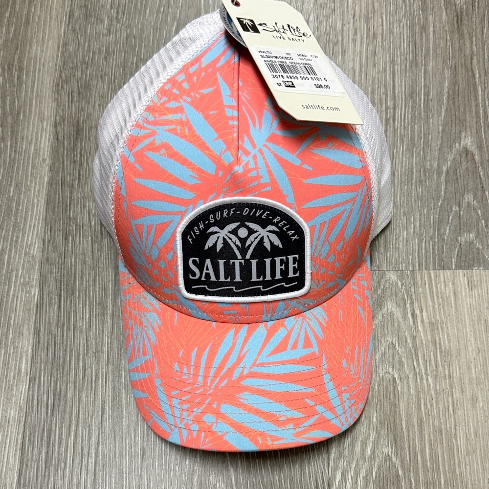 NWT Salt Life Tropical Coral and Light Blue Cap